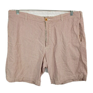 J. Crew Shorts Mens Sz 38 Maroon Brown White Striped‎ Cotton Chino Seersucker